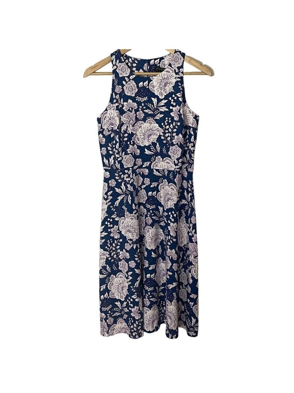 Banana Republic A Line Dress Sz 4 Blue Floral Sleeveless Pencil Sheath Wedding